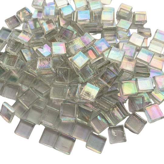 Mosaico di vetro trasparente 10mm bianco perla