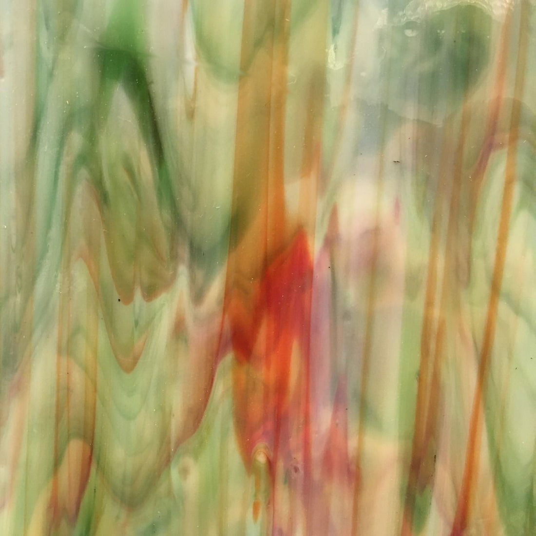 Plaque de Verre Vert Rouge Moucheté en Anneaux