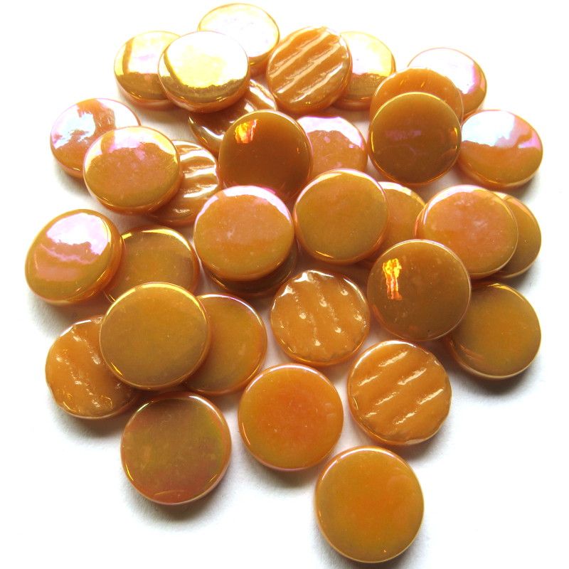 Piastrella di Vetro Rotonda Madreperla 18mm Caramello