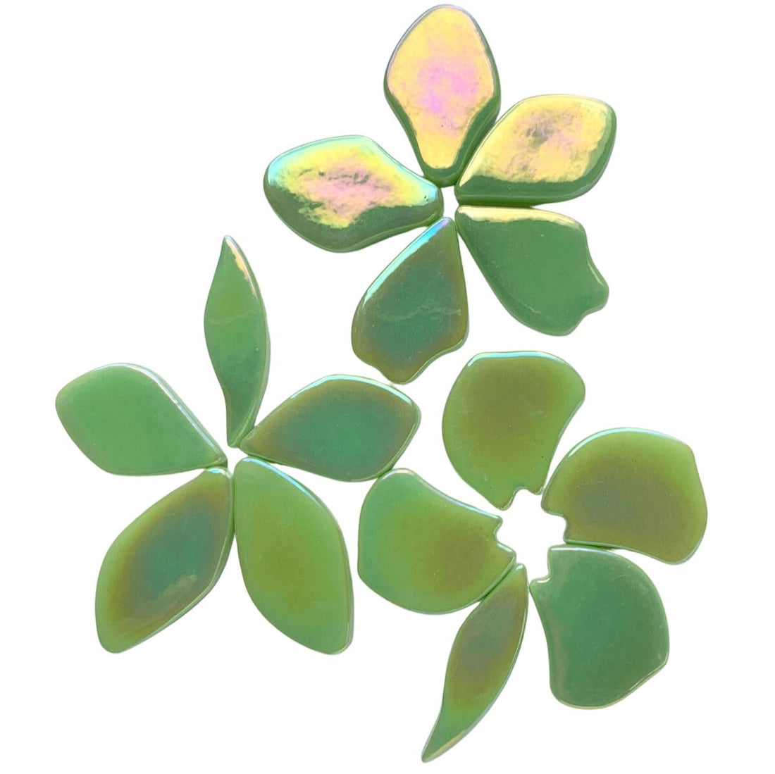 Verre Mosaique - glass mosaic -Glasmosaik-glasmozaïek-Bloemblaadjes Glas Parelmoer Muntgroen - mosaicshop