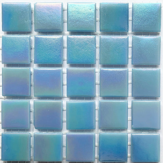 Mosaico di vetro iridescente 20mm opalino blu