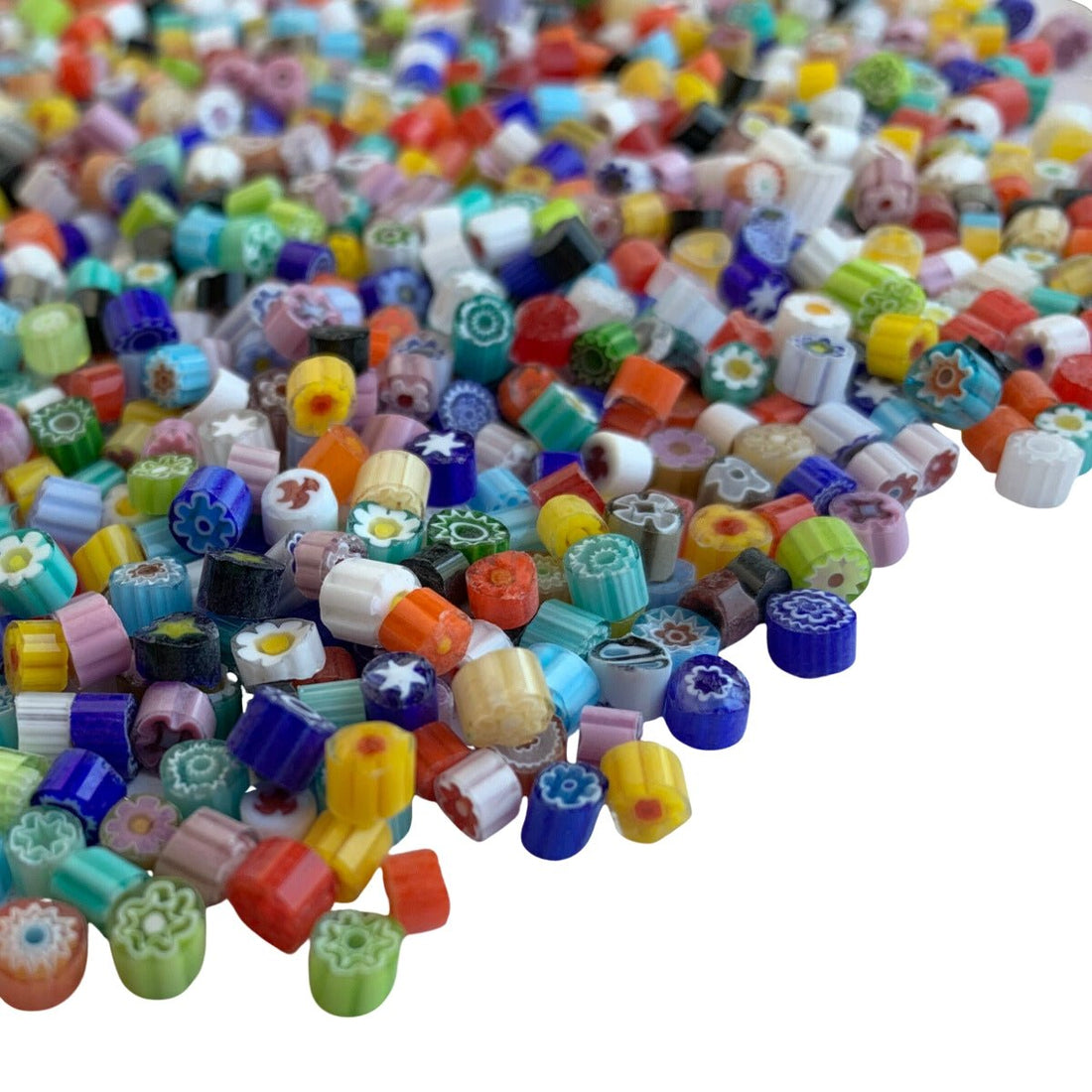 Verre Mosaique - glass mosaic -Glasmosaik-glasmozaïek-Millefiori Kleurmix 4/5 doorzichtig - mosaicshop