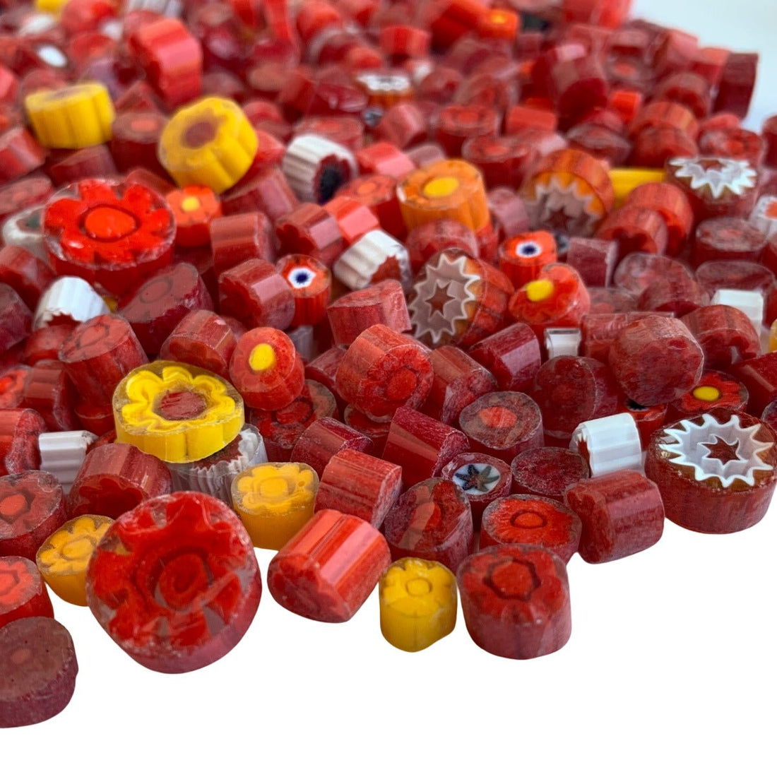 Verre Mosaique - glass mosaic -Glasmosaik-glasmozaïek-Millefiori Roodmix - mosaicshop