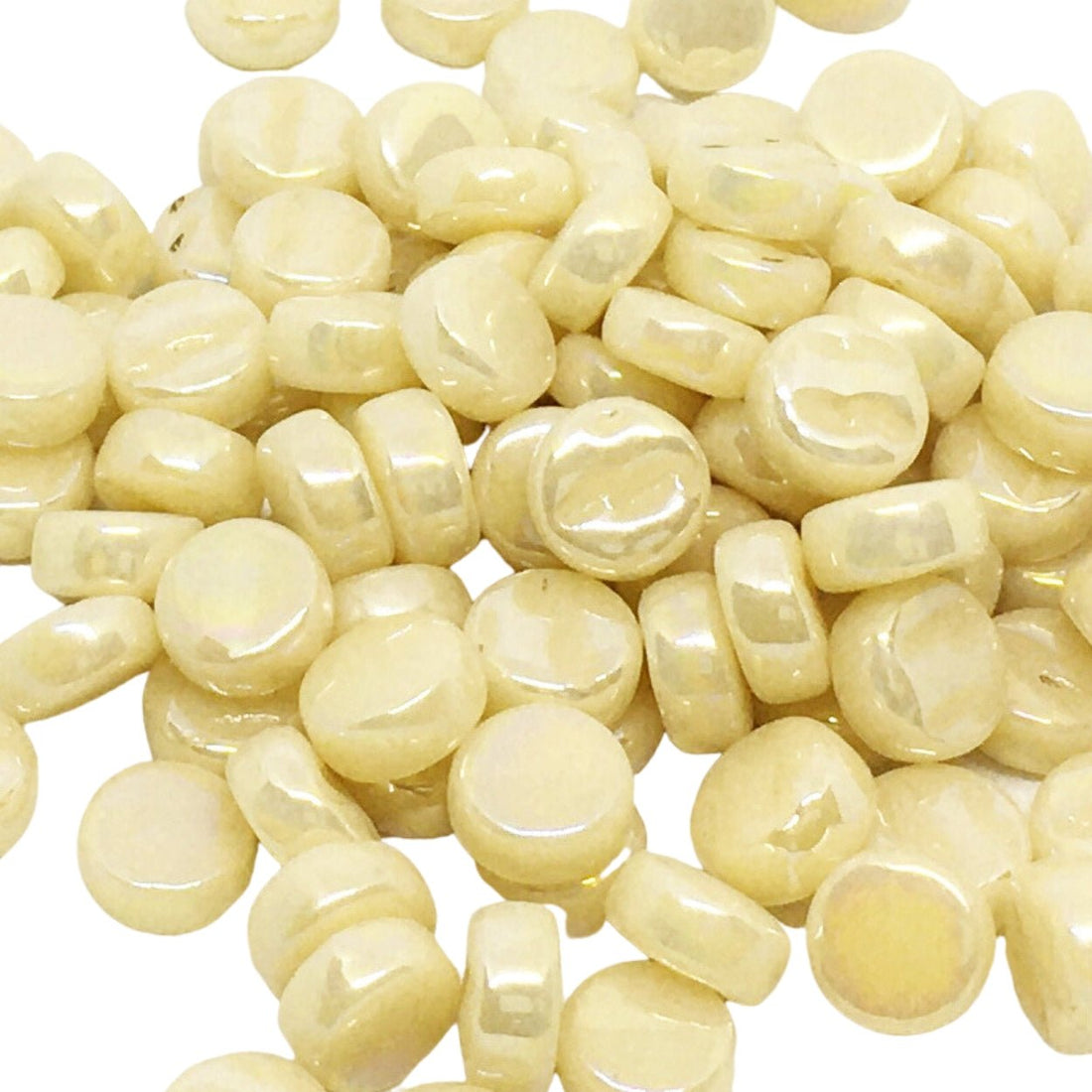 Verre Mosaique - glass mosaic -Glasmosaik-glasmozaïek-Mini Rondjes Parelmoer 8mm Crème - mosaicshop