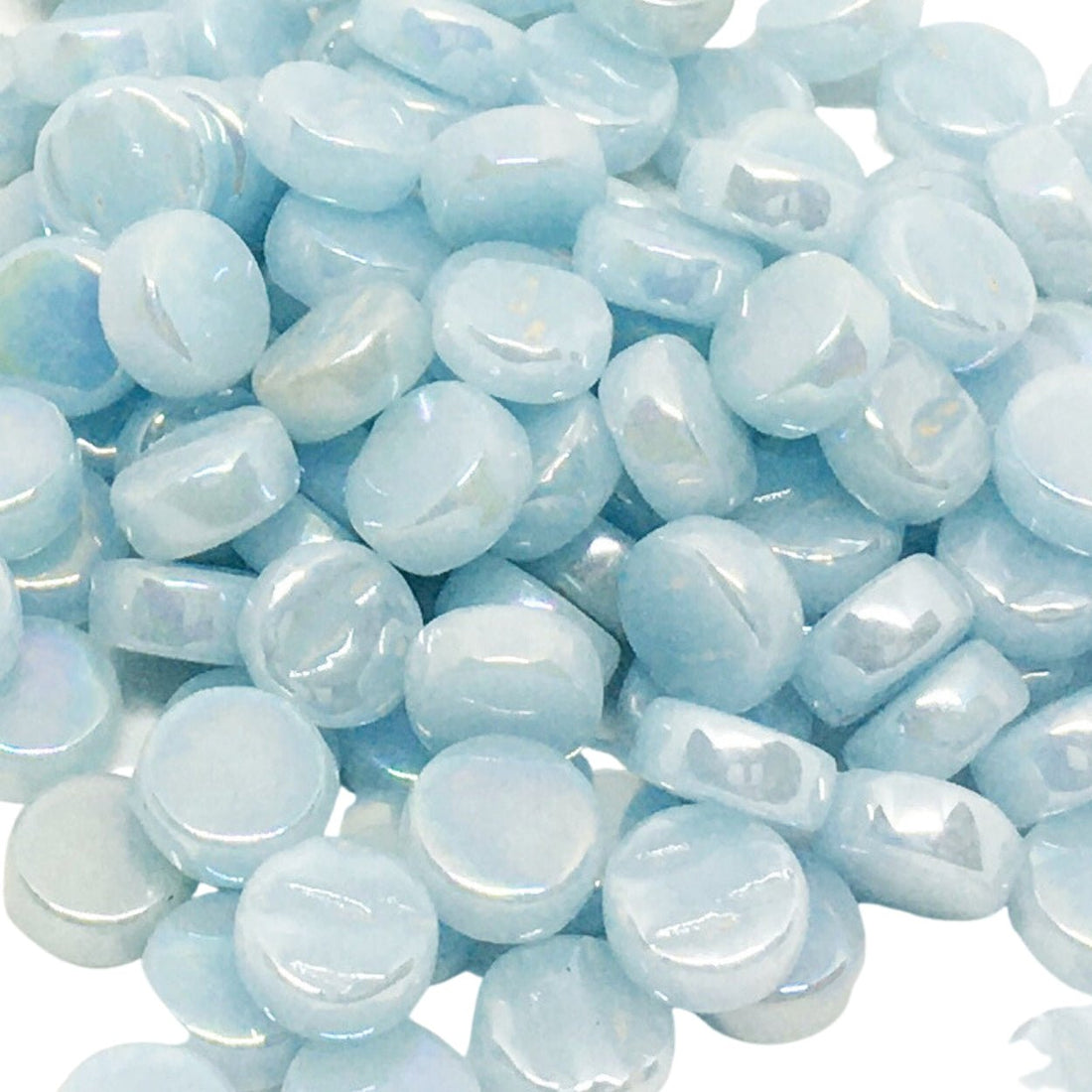 Verre Mosaique - glass mosaic -Glasmosaik-glasmozaïek-Mini Rondjes Parelmoer 8mm Water - mosaicshop