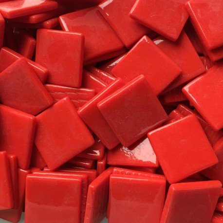 Verre Mosaique - glass mosaic -Glasmosaik-glasmozaïek-Pâte de Verre 25mm Helder Rood - mosaicshop
