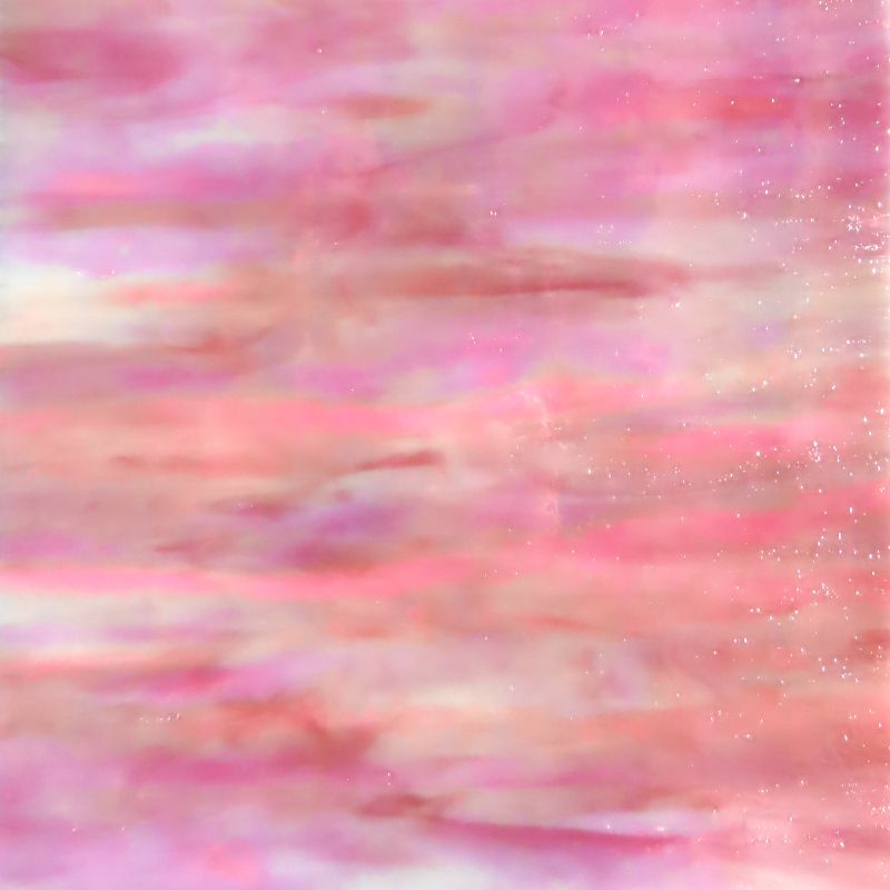 Lastra di vetro rosa iridescente