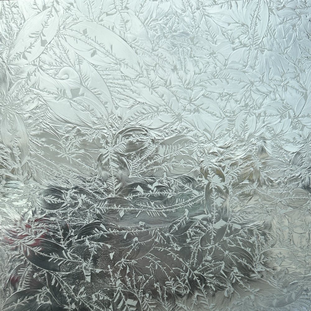 Lastra di vetro bianco con decorazioni floreali