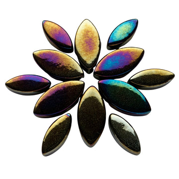 Mosaiksteinen Elipsenform Perle Glas  Schwarz