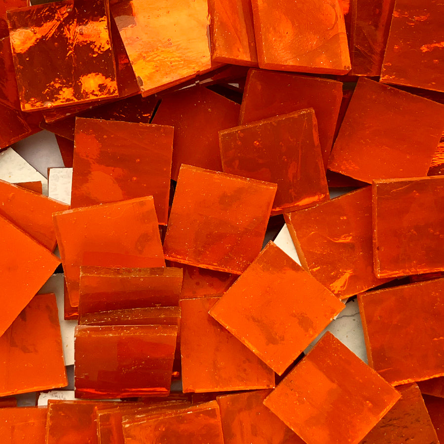 Pâtes de Verre Miroir Colorées 20mm  Orange Ondulé