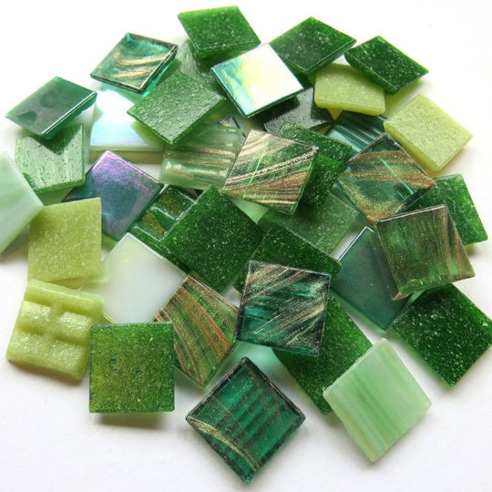 Glass Mosaic Green Mix 20mm