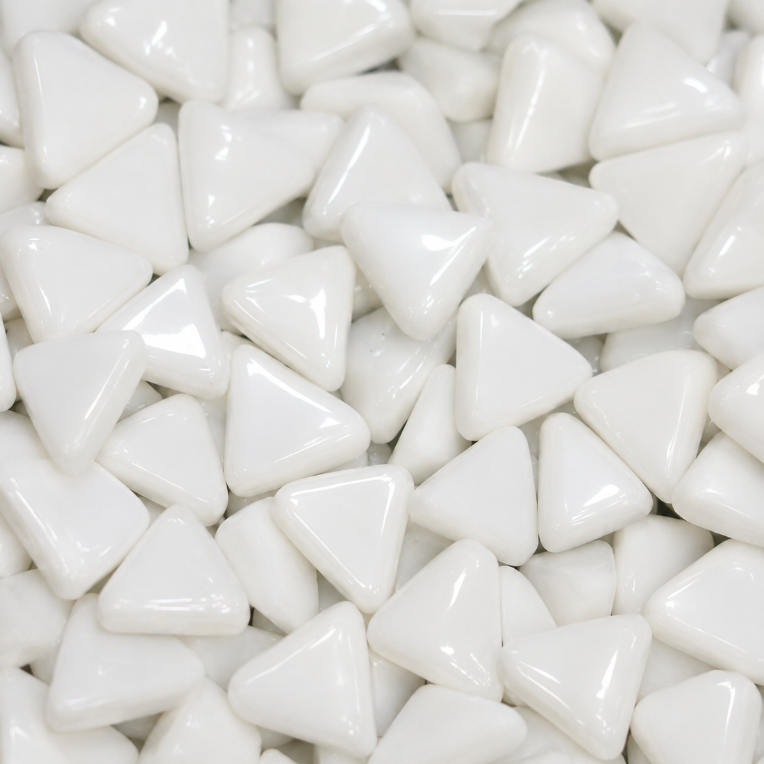 Mini Glasmosaik Dreieck Opal Weiß