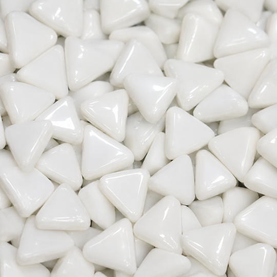 Mini Glasmosaik Dreieck Opal Weiß