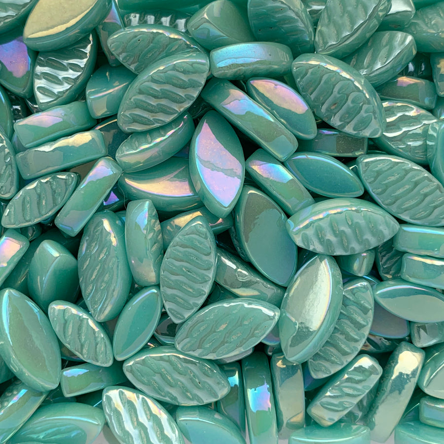 Mosaiksteinen Elipsenform Perle Glas  Hell Cyan