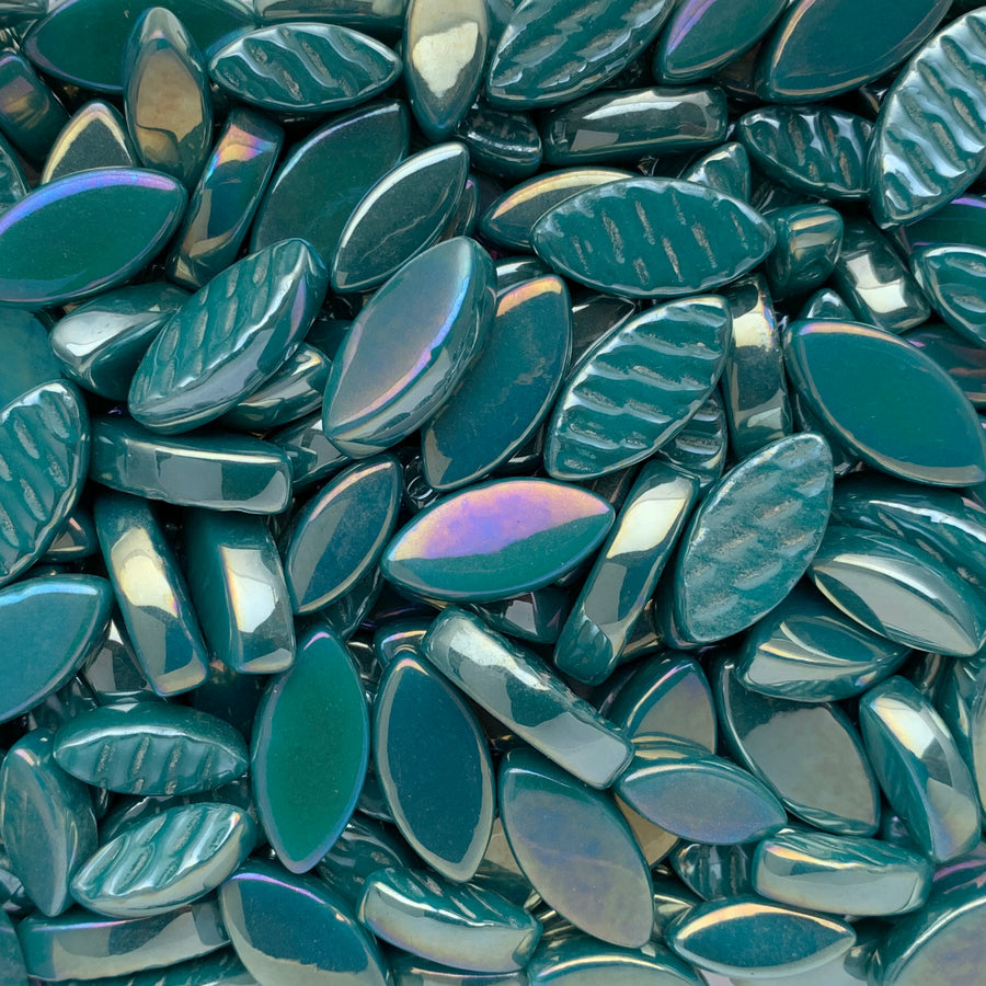 Mosaiksteinen Elipsenform Perle Glas  Dunkel Cyan