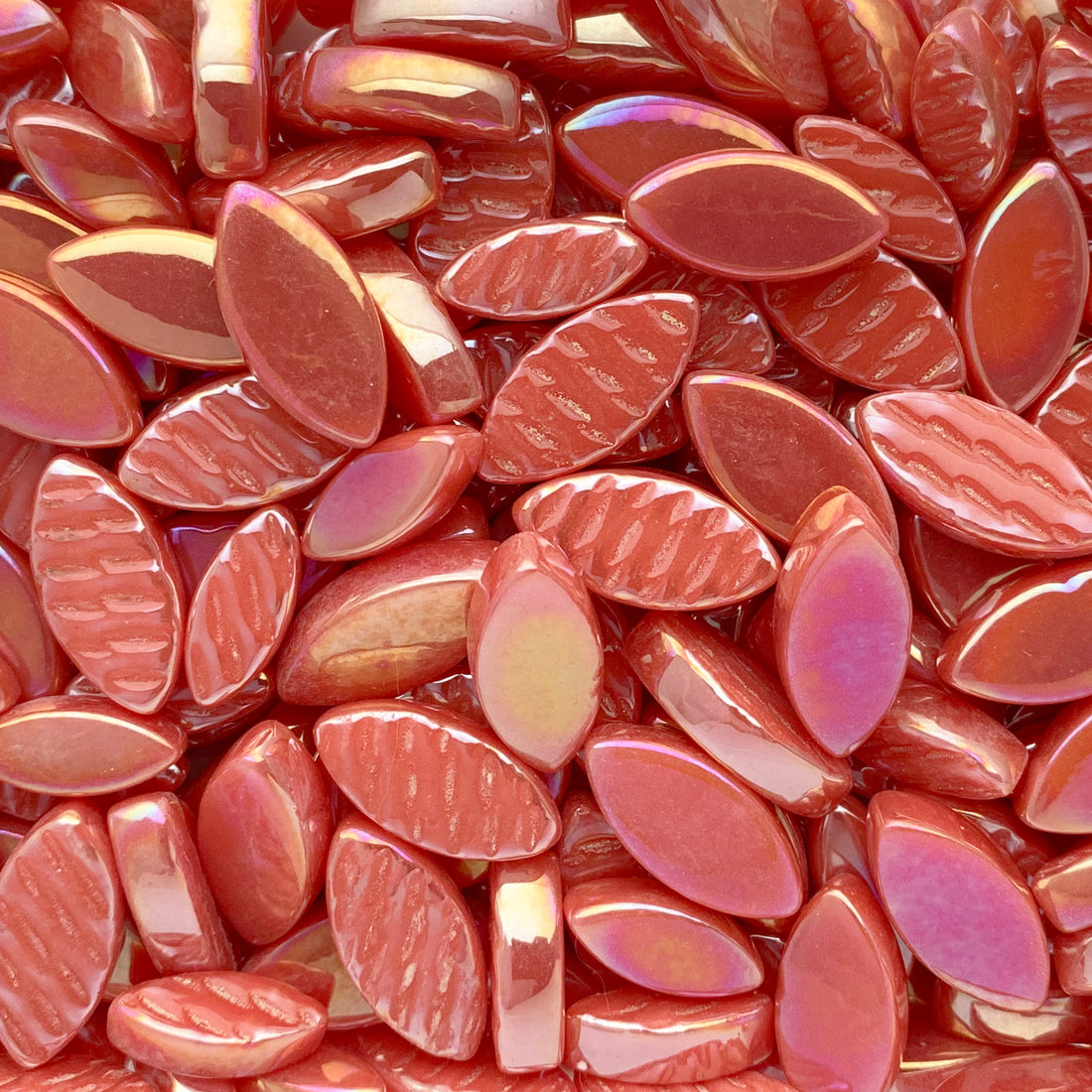 Mosaiksteinen Elipsenform Perle Glas  Orange-Rot