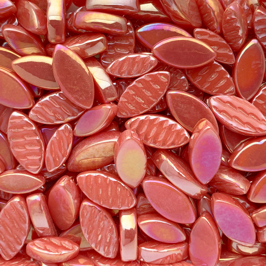 Mosaiksteinen Elipsenform Perle Glas  Orange-Rot