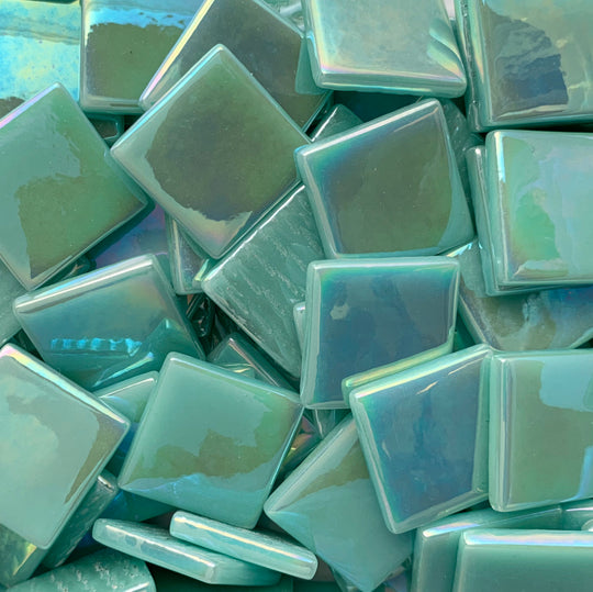 Pâtes De Verre  25mm Cyan Clair Iridescent