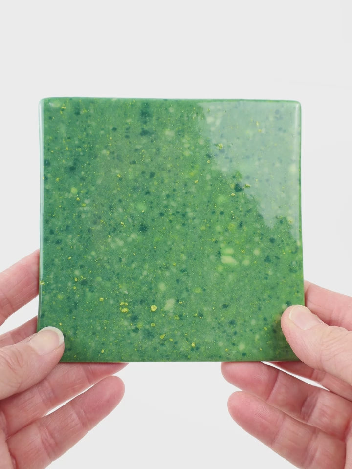 Video showing Morasutti Smalti mosaic tile – green – 11.5 x 11.5 cm, rotated to show full tile