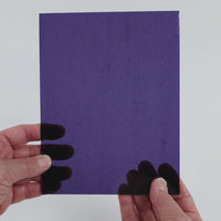 Video of the Grape glass plate in transparent purple, 15x19cm, held up and tilted to show its pattern and transparency