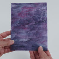 Video of the Lavender Magenta Ripple glass plate in translucent purple, 15x19cm, held up and tilted to show its pattern and transparency