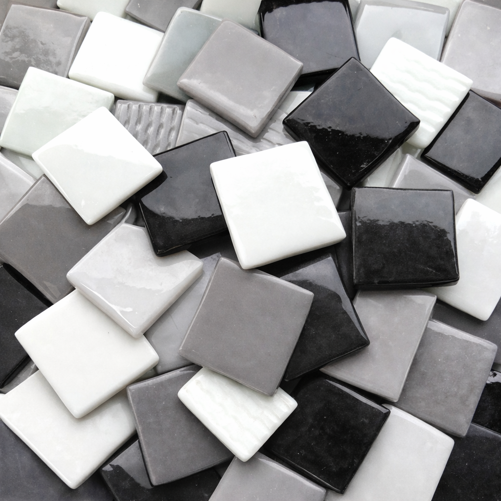 Pâte de Verre 25mm Black Grey White Mix