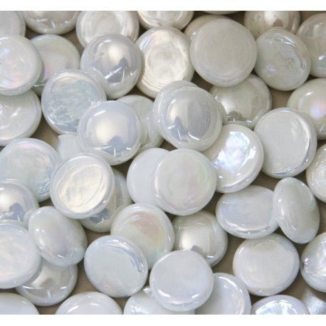 Verre Mosaique - glass mosaic -Glasmosaik-glasmozaïek-Glasdruppels 16-20mm Opaalwit - mosaicshop