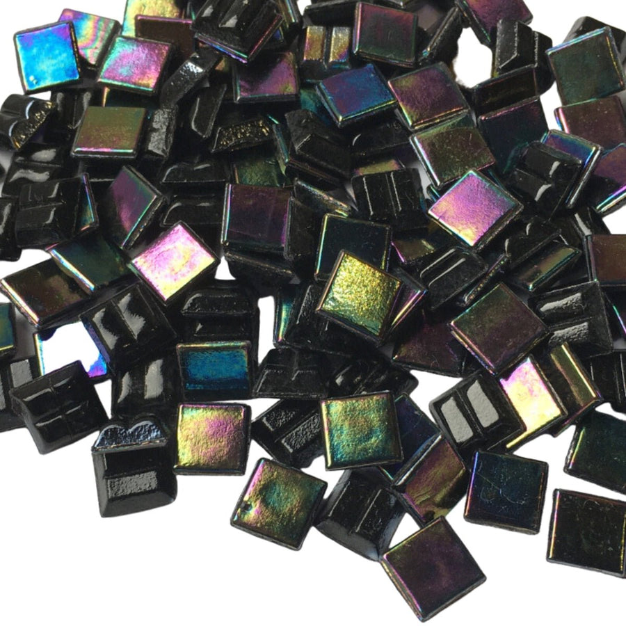 Verre Mosaique - glass mosaic -Glasmosaik-glasmozaïek-Glasmozaiek Iriserend 10mm Gitzwart - mosaicshop