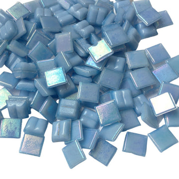 Verre Mosaique - glass mosaic -Glasmosaik-glasmozaïek-Glasmozaiek Iriserend 10mm Opaalblauw - mosaicshop