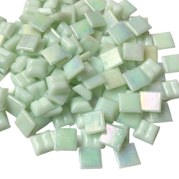 Verre Mosaique - glass mosaic -Glasmosaik-glasmozaïek-Glasmozaiek Iriserend 10mm Parelgroen - mosaicshop