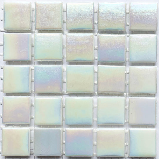 Iridescent Glass Mosaic 20mm  White Diamond