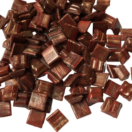 Mosaico di vetro con venature dorate 10mm  Granato