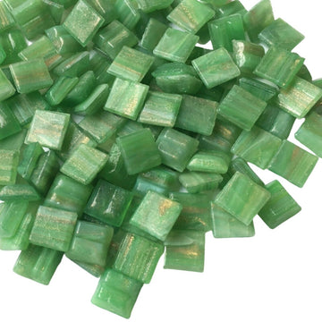Verre Mosaique - glass mosaic -Glasmosaik-glasmozaïek-Glasmozaiek met Goud Dooradert 10mm Lentegroen - mosaicshop