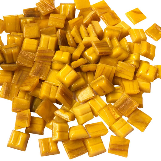 Mosaico di vetro con venature dorate 10mm  ocra