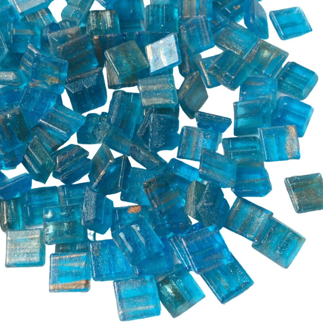 Verre Mosaique - glass mosaic -Glasmosaik-glasmozaïek-Glasmozaiek met Goud Dooradert 10mm Rifblauw - mosaicshop