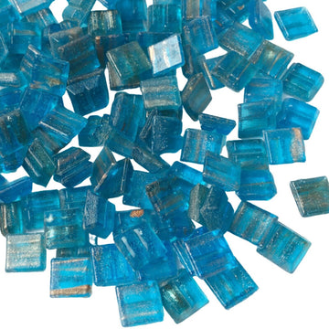 Verre Mosaique - glass mosaic -Glasmosaik-glasmozaïek-Glasmozaiek met Goud Dooradert 10mm Rifblauw - mosaicshop