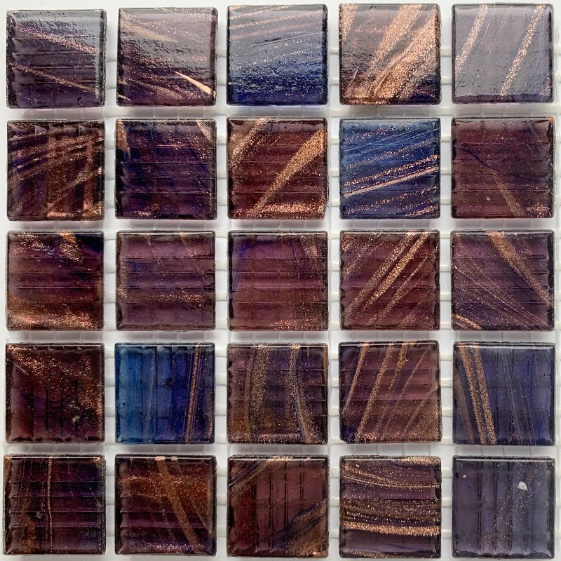 Verre Mosaique - glass mosaic -Glasmosaik-glasmozaïek-Glasmozaiek met Goud Dooradert 20mm Indigo - mosaicshop