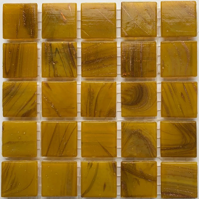 Verre Mosaique - glass mosaic -Glasmosaik-glasmozaïek-Glasmozaiek met Goud Dooradert 20mm Oker - mosaicshop