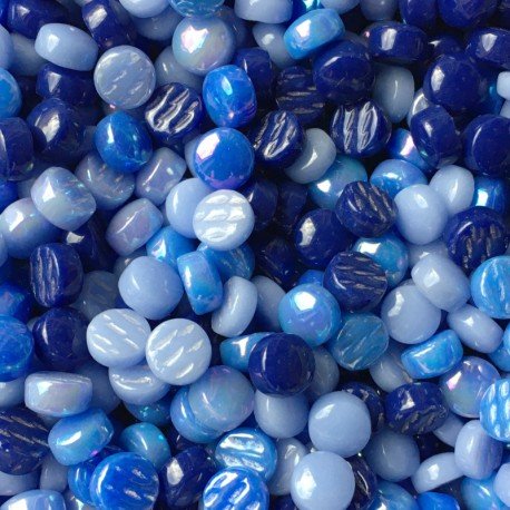 Verre Mosaique - glass mosaic -Glasmosaik-glasmozaïek-Glasnopjes 12mm Blauwmix - mosaicshop