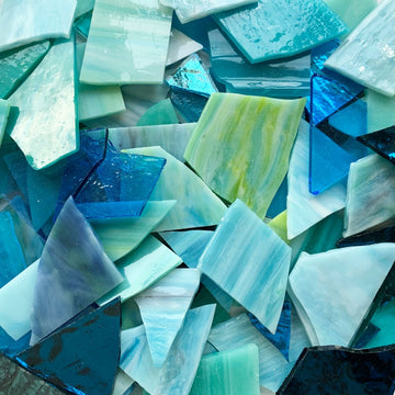 Verre Mosaique - glass mosaic -Glasmosaik-glasmozaïek-Glasscherven Glasscherven Zeeblauwmix - mosaicshop