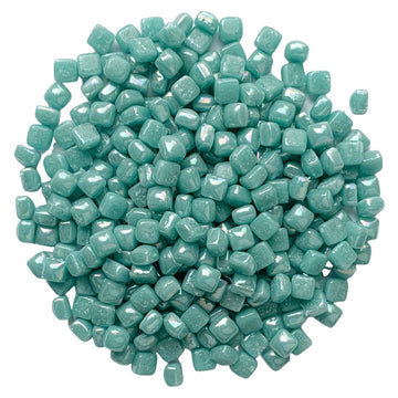 Verre Mosaique - glass mosaic -Glasmosaik-glasmozaïek-Micro Glasmozaiek 4,8mm Parelmoer Half Cyaan - mosaicshop