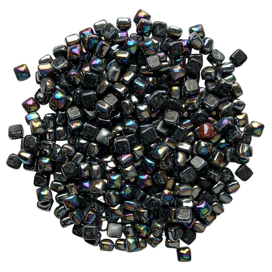 Micro Glass Cubes Iridised 4,8mm  Black