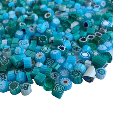 Verre Mosaique - glass mosaic -Glasmosaik-glasmozaïek-Millefiori Blauwmix - mosaicshop