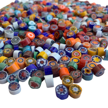 Verre Mosaique - glass mosaic -Glasmosaik-glasmozaïek-Millefiori Kleurmix 7/8 ondoorzichtig - mosaicshop