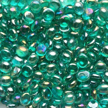 Verre Mosaique - glass mosaic -Glasmosaik-glasmozaïek-Mini Glasdruppels 9-13mm Diamantcyaan - mosaicshop