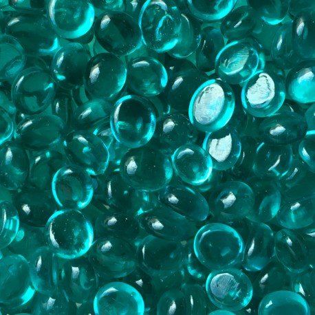 Verre Mosaique - glass mosaic -Glasmosaik-glasmozaïek-Mini Glasdruppels 9-13mm Kristalcyaan - mosaicshop