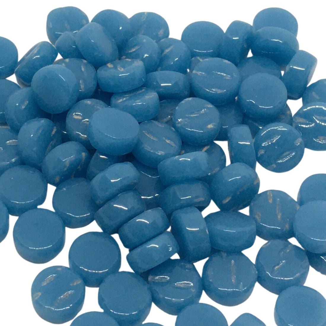Verre Mosaique - glass mosaic -Glasmosaik-glasmozaïek-Mini Rondjes 8mm Blauw Meer - mosaicshop