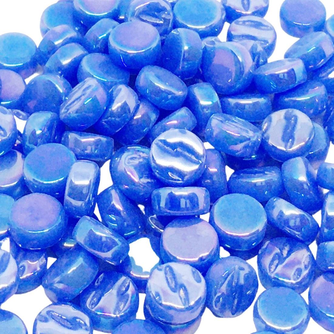 Verre Mosaique - glass mosaic -Glasmosaik-glasmozaïek-Mini Rondjes Parelmoer 8mm Blauw - mosaicshop