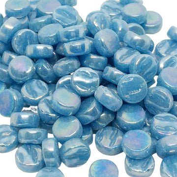 Verre Mosaique - glass mosaic -Glasmosaik-glasmozaïek-Mini Rondjes Parelmoer 8mm Blauw Meer - mosaicshop
