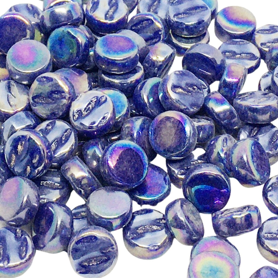 Verre Mosaique - glass mosaic -Glasmosaik-glasmozaïek-Mini Rondjes Parelmoer 8mm Koningsblauw - mosaicshop